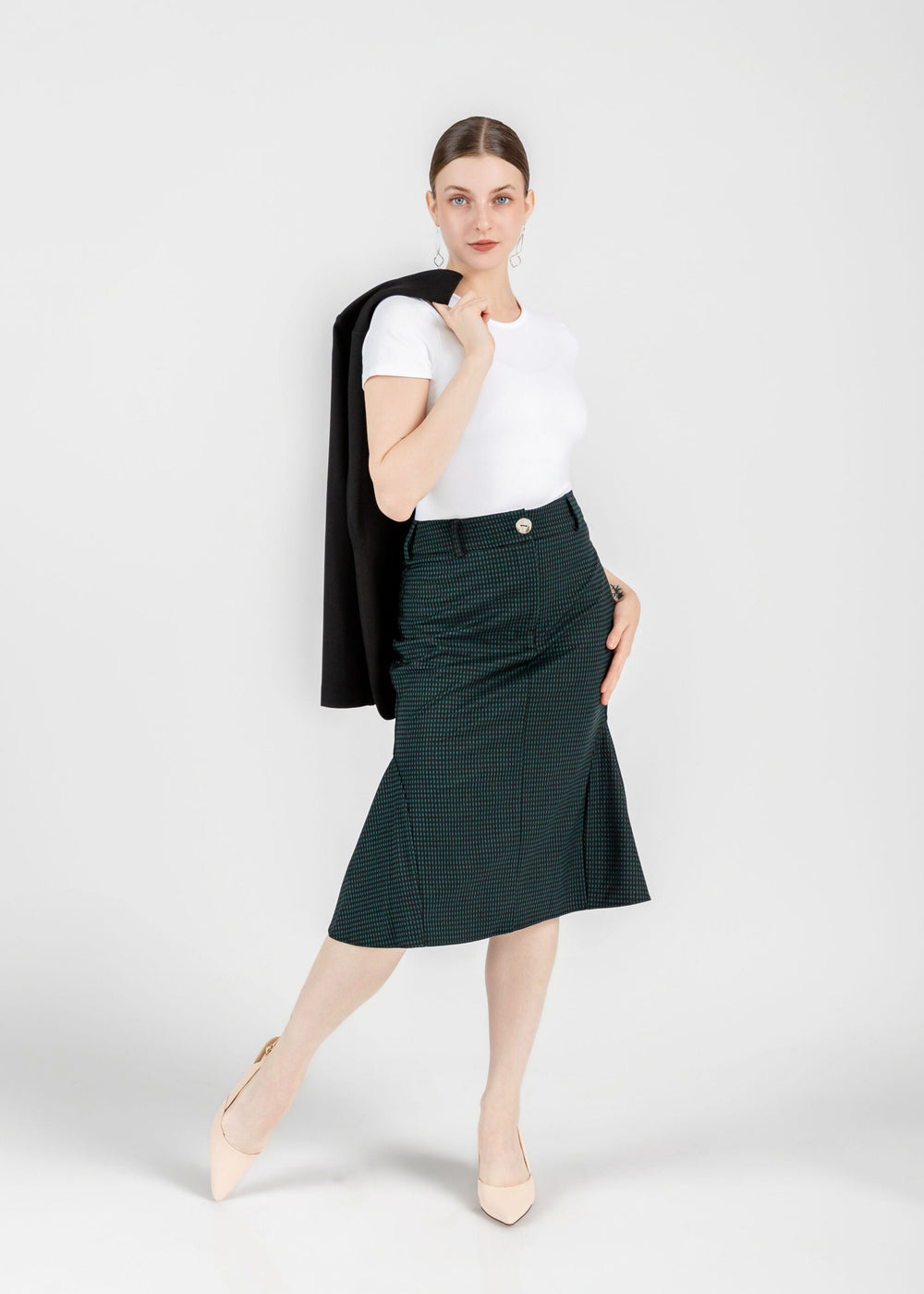 Check Flare Skirt