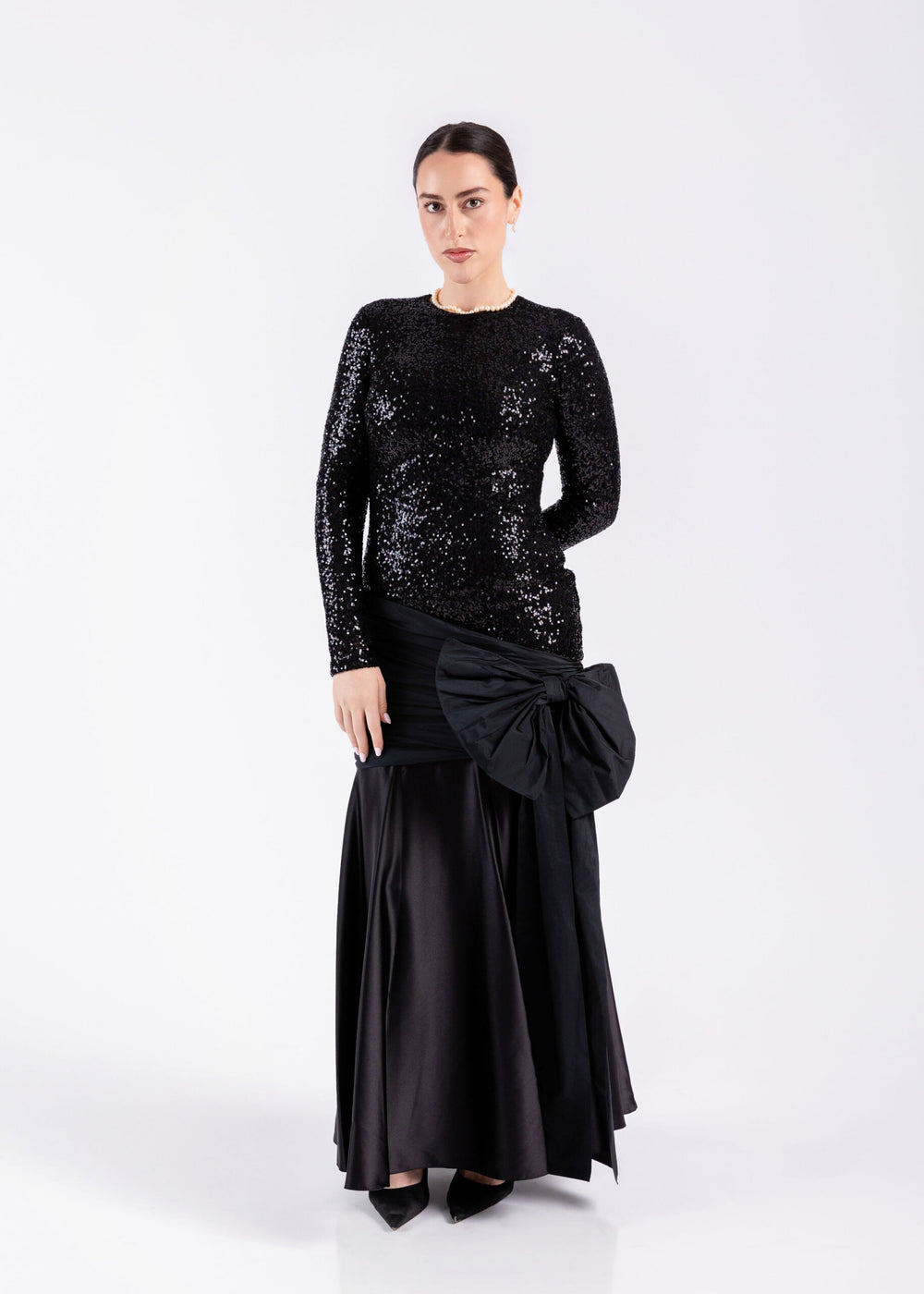 Draped Knot Dress Embellished