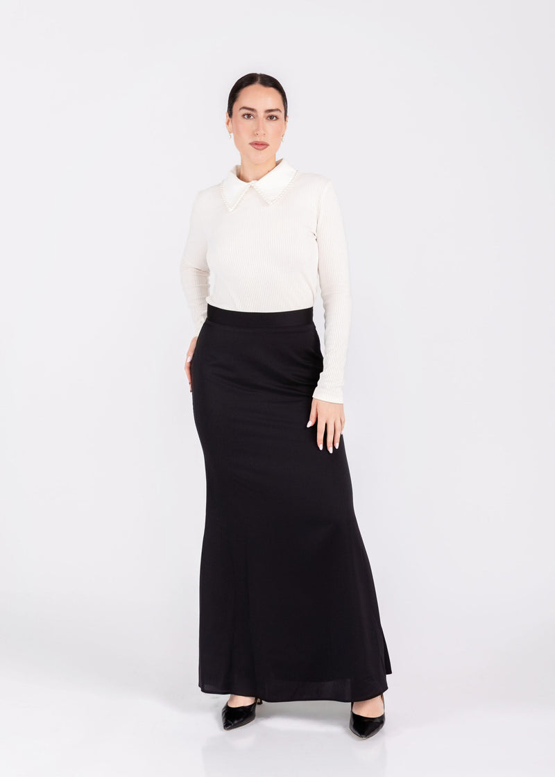 Pearl Collar Top Ivory