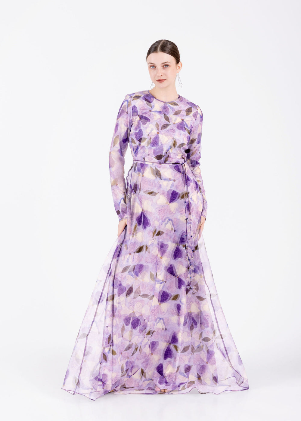 Sheer Floral Dress in Lavender Bloom