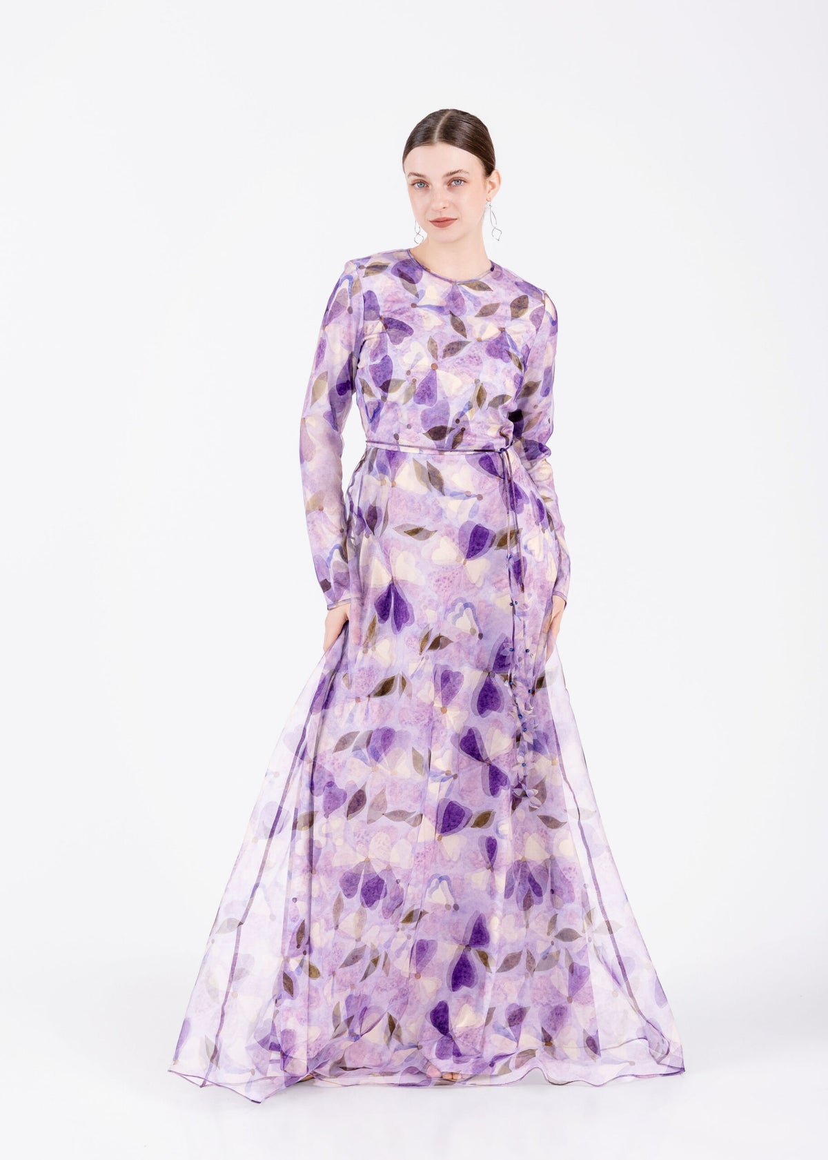 Sheer Floral Dress in Lavender Bloom