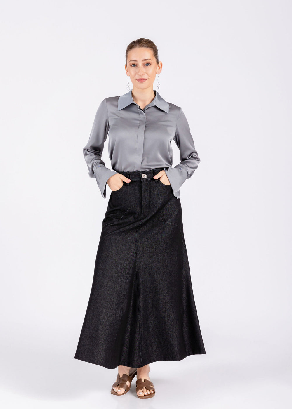 Satin Shirt Grey