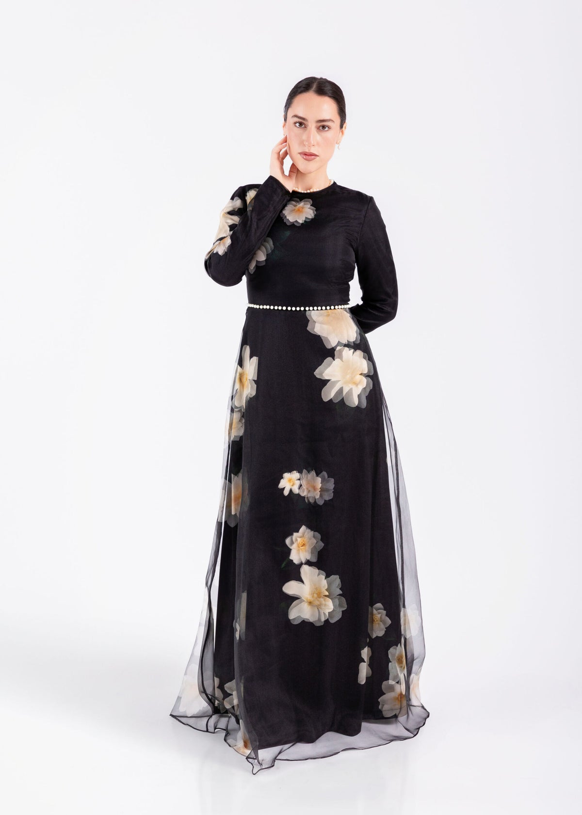 Solène Dress in Noir Floral