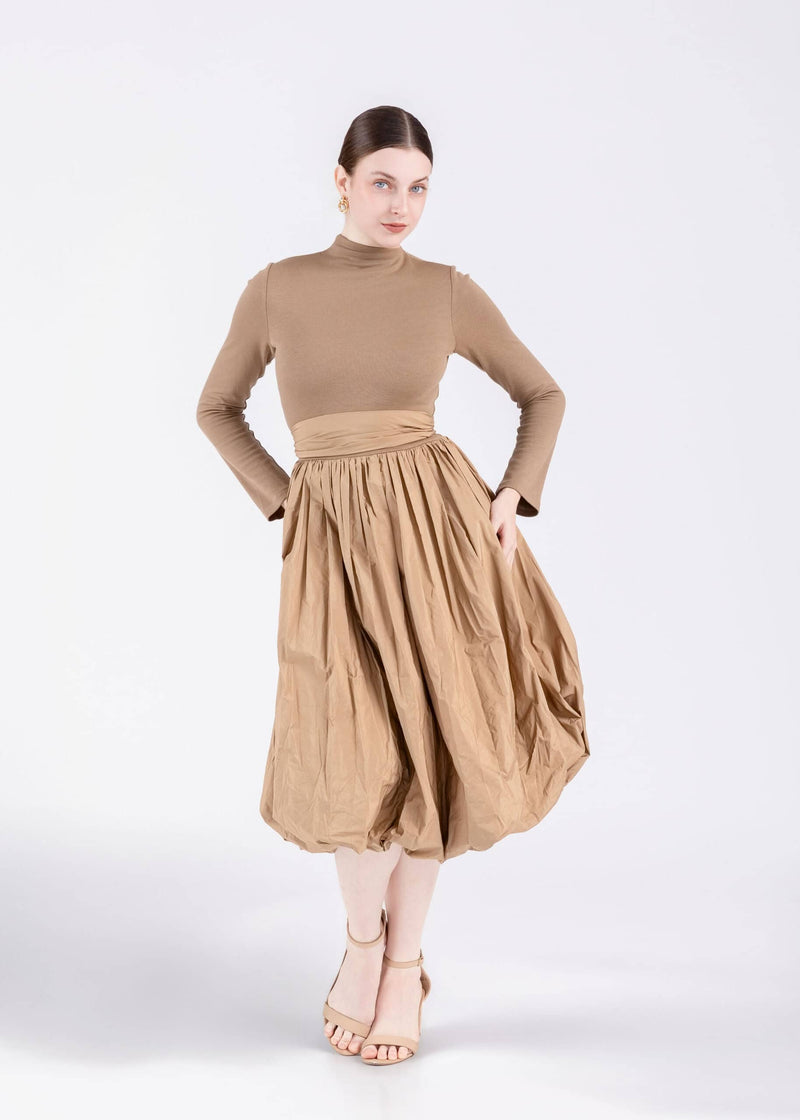 Defined Waist Dress Beige